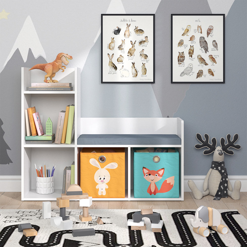 Vicco Scaffale per bambini Bianco 30.9 x 88.6 cm con 2 scatole pieghevoli opt.1