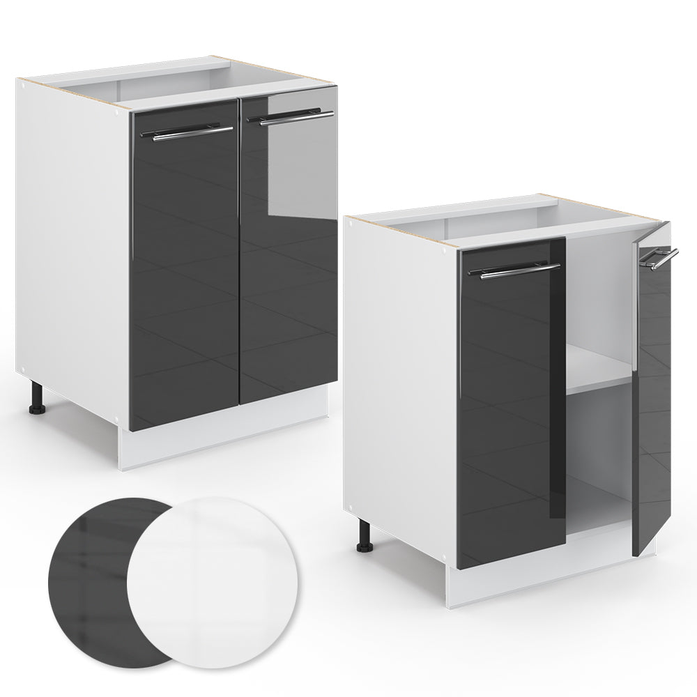 Vicco Mobiletto base cucina Antracite lucido 60 cm , PL Rovere