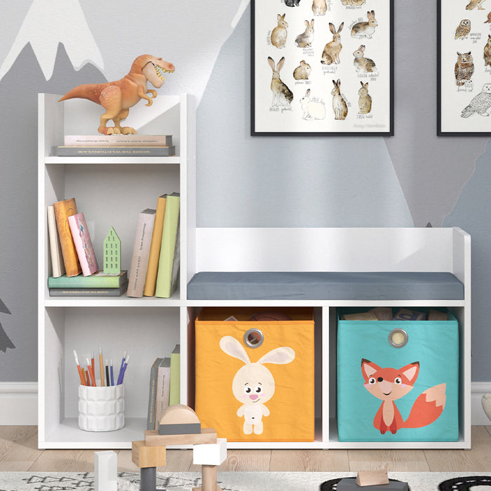 Vicco Scaffale per bambini Bianco 30.9 x 88.6 cm con 2 scatole pieghevoli opt.1