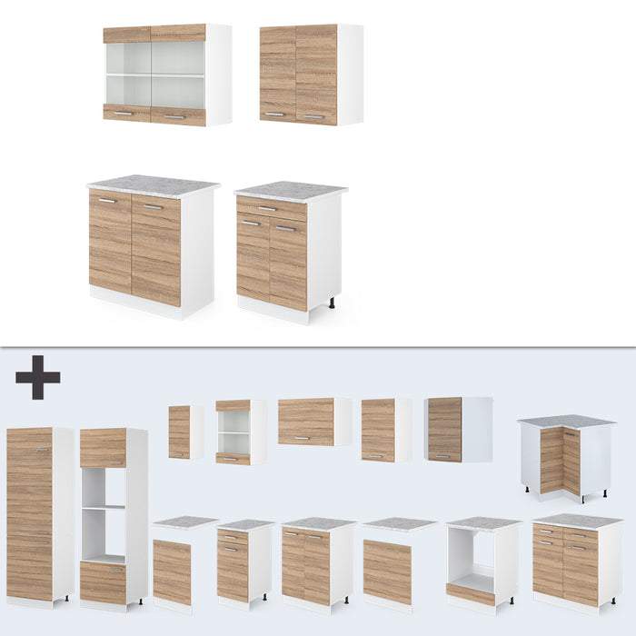 Vicco Cucina monoblocco Sonoma/Bianco 140 cm , PL Rovere