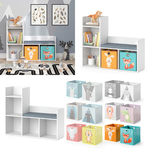 Vicco Scaffale per bambini Bianco 30.9 x 88.6 cm con 2 scatole pieghevoli opt.1