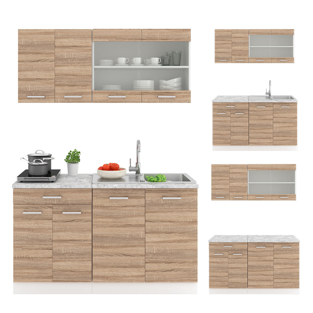 Vicco Cucina monoblocco Sonoma/Bianco 140 cm , PL Rovere
