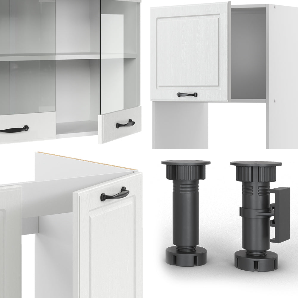 Vicco Cucina angolare completa Casa di campagna bianca/bianco 237 x 247 cm , PL Antracite