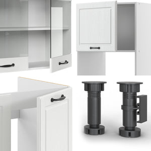 Vicco Cucina angolare completa Casa di campagna bianca/bianco 237 x 247 cm , PL Antracite