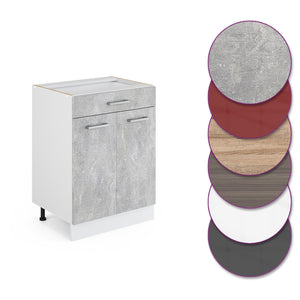 Vicco Mobiletto base per cucina Calcestruzzo 60 cm con cassetto, senza piano di lavoro