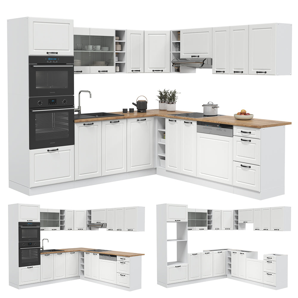 Vicco Cucina angolare completa Casa di campagna bianca/bianco 237 x 247 cm , PL Antracite