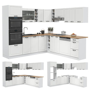 Vicco Cucina angolare completa Casa di campagna bianca/bianco 237 x 60 cm , PL Marmo