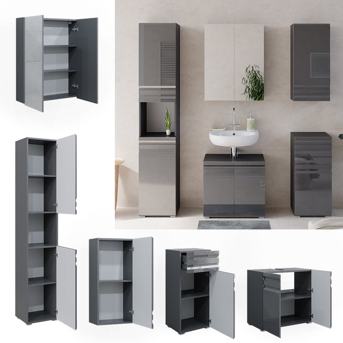 Vicco Set mobili bagno Antracite lucido 5 parti