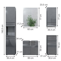 Vicco Set mobili bagno Antracite lucido 5 parti