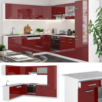 Vicco Cucina angolare completa Rosso lucido/bianco 287 x 60 cm , PL Marmo