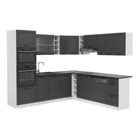 Vicco Cucina angolare completa Antracite casa di campagna/bianco 237 x 247 cm , PL Antracite