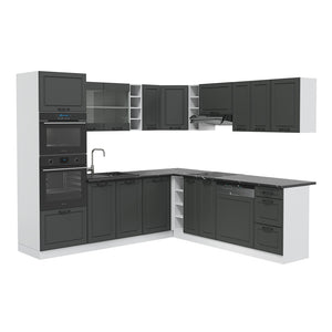 Vicco Cucina angolare completa Antracite casa di campagna/bianco 237 x 247 cm , PL Antracite