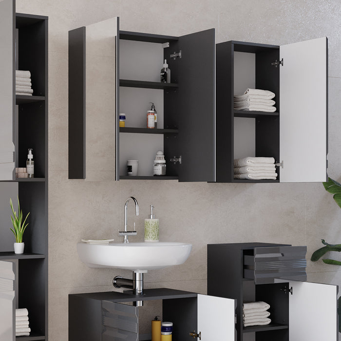 Vicco Set mobili bagno Antracite lucido 5 parti