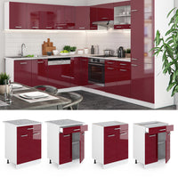 Vicco Mobiletto base per cucina Rosso lucido 60 cm con cassetto PL Marmo