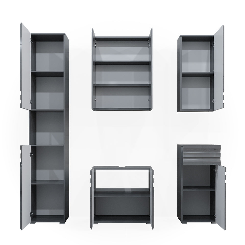 Vicco Set mobili bagno Antracite lucido 5 parti