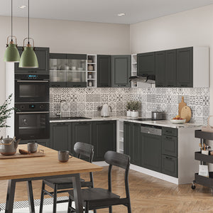 Vicco Cucina angolare completa Antracite casa di campagna/bianco 237 x 247 cm , PL Antracite