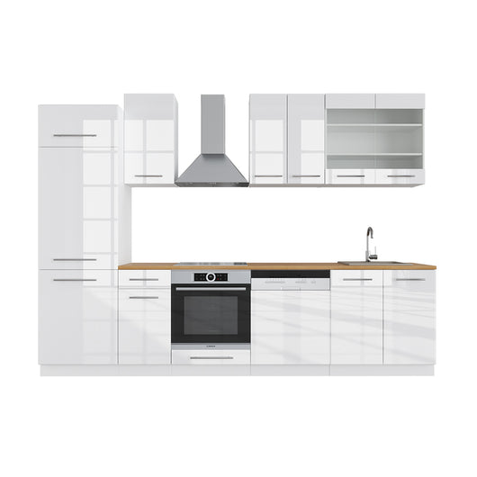 Vicco Cucina componibile Bianco lucido/bianco 300 cm , PL Rovere