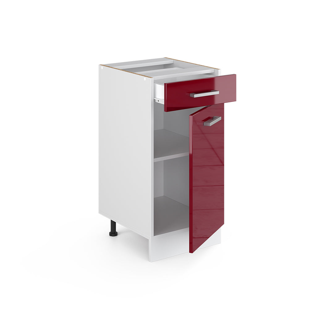 Vicco Base universale Rosso bordeaux lucido 40 cm con cassetto, senza piano di lavoro