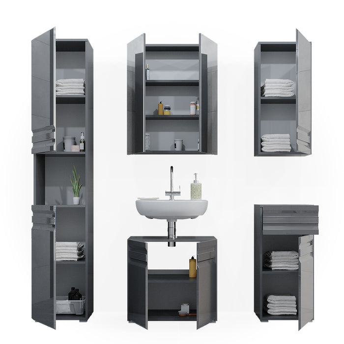 Vicco Set mobili bagno Antracite lucido 5 parti