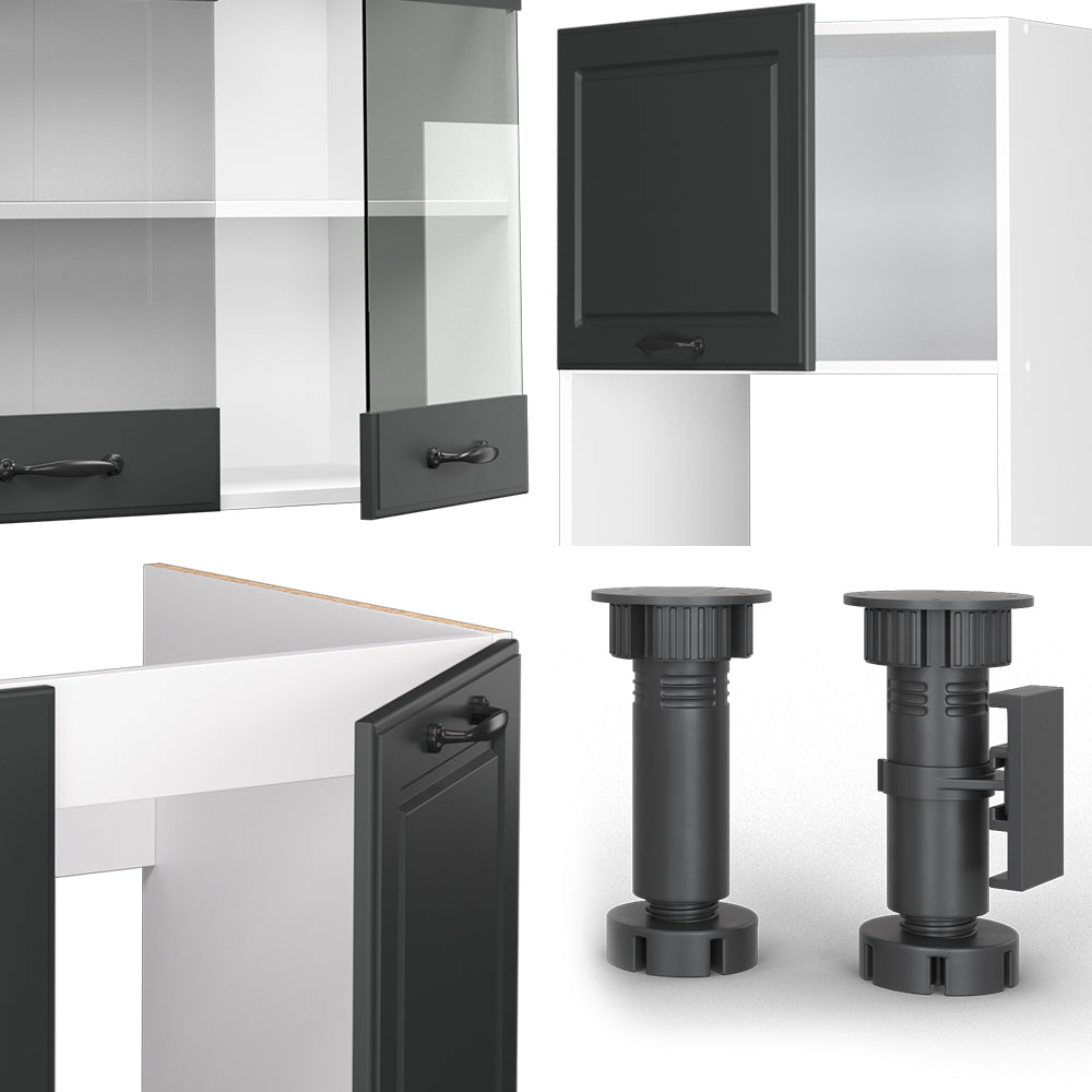 Vicco Cucina angolare completa Antracite casa di campagna/bianco 237 x 247 cm , PL Antracite