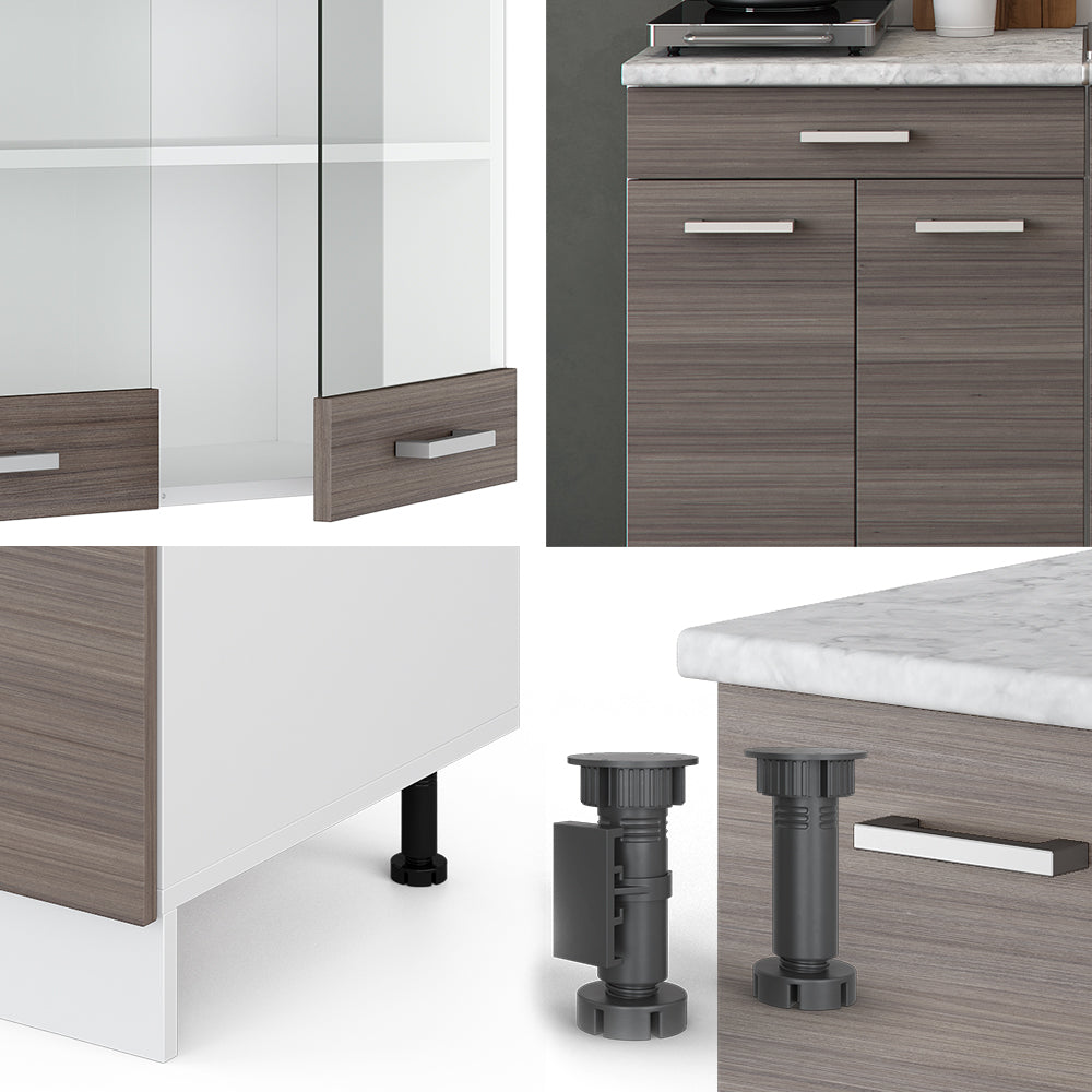 Vicco Cucina monoblocco Grigio prezioso/bianco 140 cm , PL Rovere