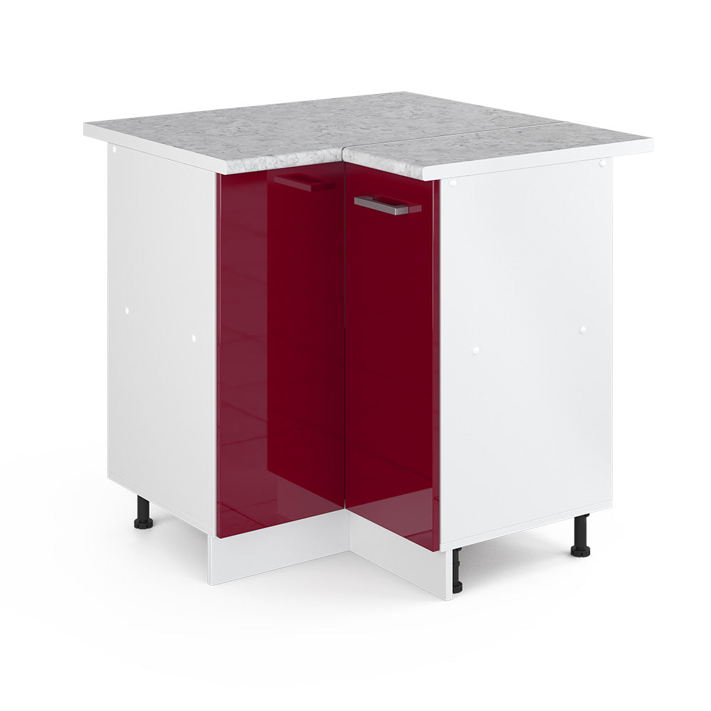 Vicco Armadio universale ad angolo Rosso bordeaux lucido 75.6 cm con anta, con piano di lavoro