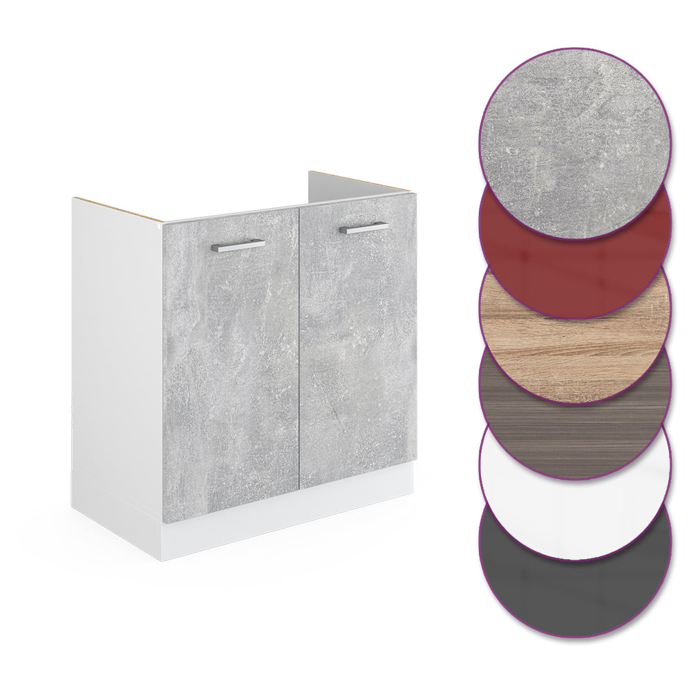 Vicco Mobile lavello cucina Calcestruzzo 80 cm senza piano di lavoro