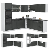 Vicco Cucina angolare completa Antracite casa di campagna/bianco 237 x 247 cm , PL Antracite