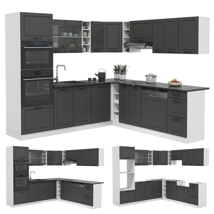 Vicco Cucina angolare completa Antracite casa di campagna/bianco 237 x 247 cm , PL Antracite