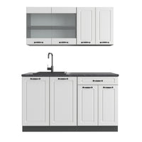 Vicco Cucina monoblocco Bianco casa di campagna/antracite 140 cm , PL Antracite