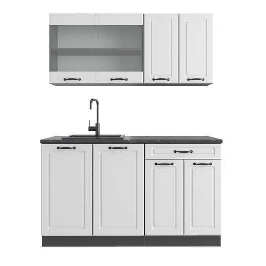 Vicco Cucina monoblocco Bianco casa di campagna/antracite 140 cm , PL Antracite