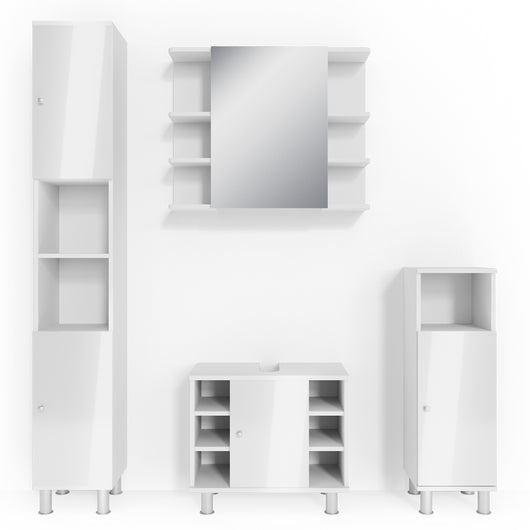 Vicco Set mobili bagno Bianco lucido 4 parti