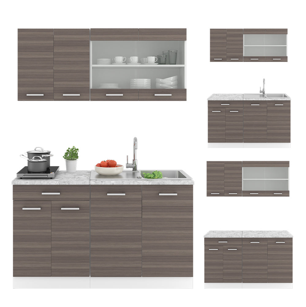 Vicco Cucina monoblocco Grigio prezioso/bianco 140 cm , PL Antracite