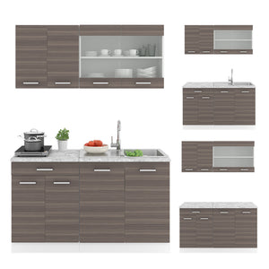 Vicco Cucina monoblocco Grigio prezioso/bianco 140 cm , PL Antracite