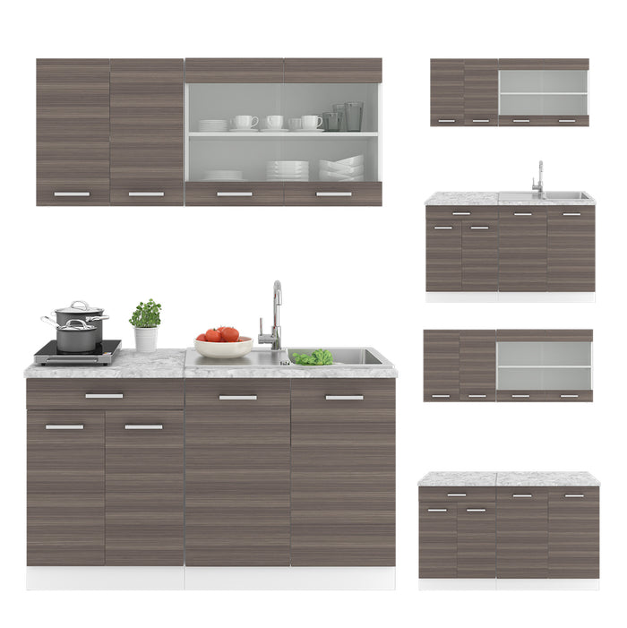 Vicco Cucina monoblocco Grigio prezioso/bianco 140 cm , PL Antracite