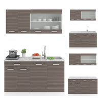 Vicco Cucina monoblocco Grigio prezioso/bianco 140 cm , PL Rovere