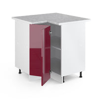 Vicco Armadio universale ad angolo Rosso bordeaux lucido 75.6 cm con anta, con piano di lavoro