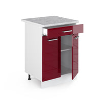 Vicco Mobiletto base per cucina Rosso lucido 60 cm con cassetto PL Marmo