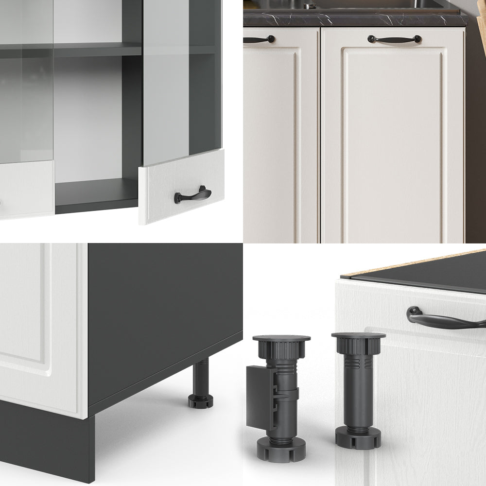 Vicco Cucina monoblocco Bianco casa di campagna/antracite 140 cm , PL Rovere