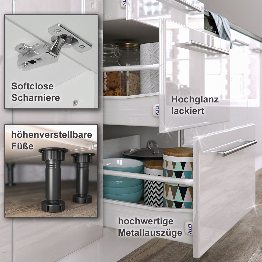 Vicco Cucina componibile Bianco 300 cm senza piano di lavoro