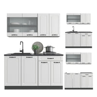 Vicco Cucina monoblocco Bianco casa di campagna/antracite 140 cm , PL Marmo