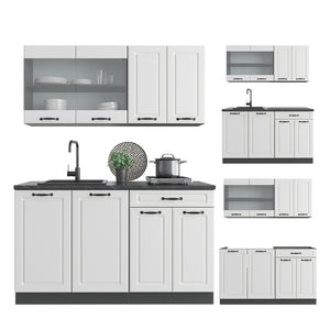 Vicco Cucina monoblocco Bianco casa di campagna/antracite 140 cm , PL Marmo