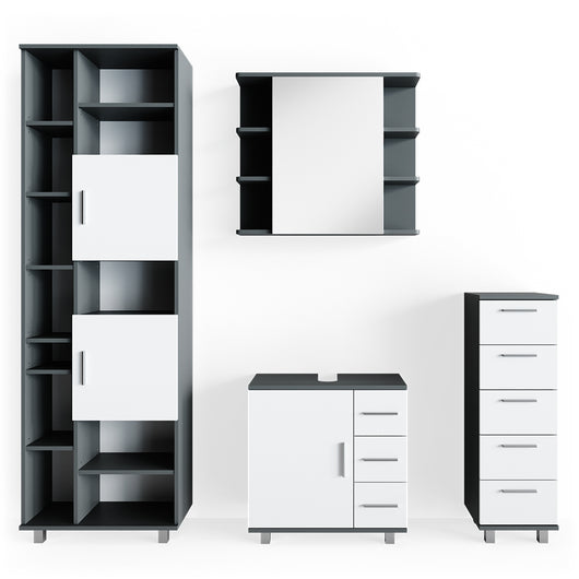 Vicco Set mobili bagno Antracite 4 parti