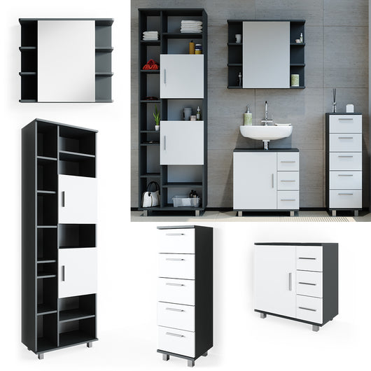 Vicco Set mobili bagno Antracite 4 parti