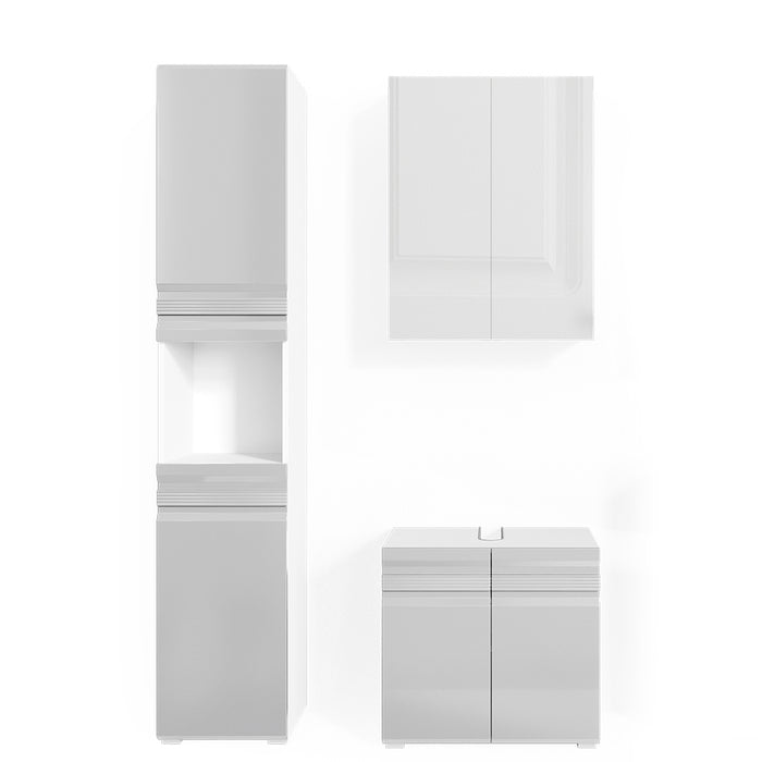 Vicco Set mobili bagno Bianco lucido 3 parti, con colonna