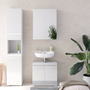 Vicco Set mobili bagno Bianco lucido 3 parti, con colonna
