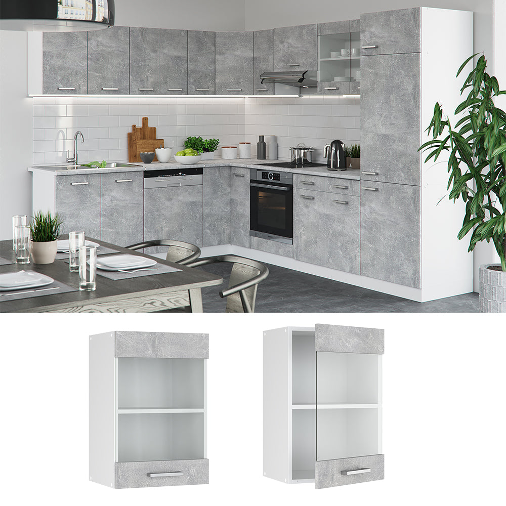 Vicco Mobile da cucina in vetro Calcestruzzo 40 cm