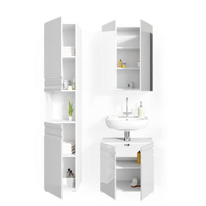 Vicco Set mobili bagno Bianco lucido 3 parti, con colonna