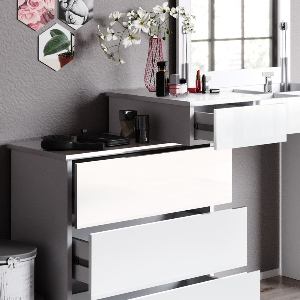 Vicco Tavolo da toeletta Bianco 117.4 cm con sgabello