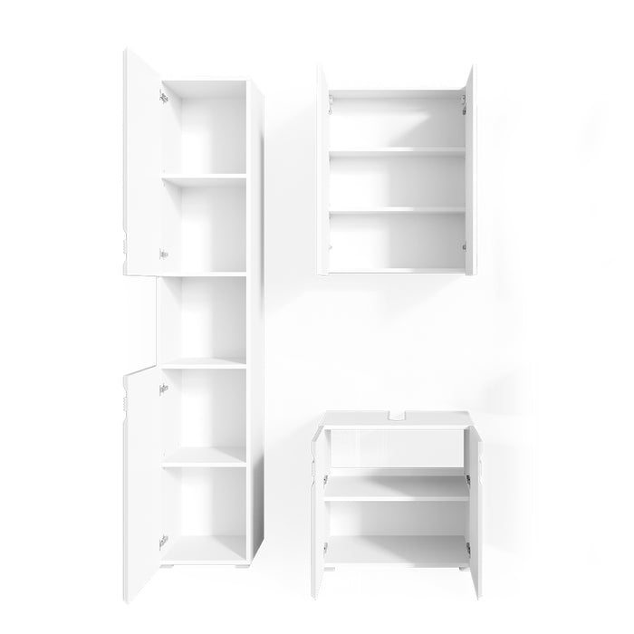 Vicco Set mobili bagno Bianco lucido 3 parti, con colonna